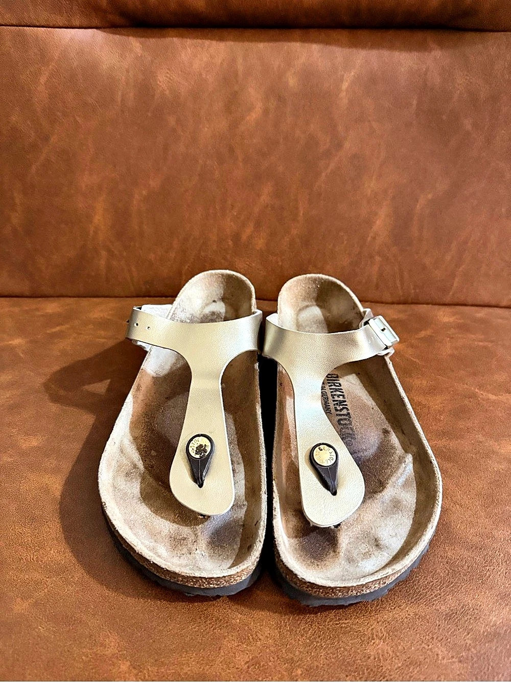 Birkenstock Gizeh Birko-Flor Arizona Sandals Gold EU 38